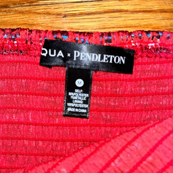 Aqua X Pendleton smocked mini skirt red medium tiered geometric lightweight - Picture 2 of 9